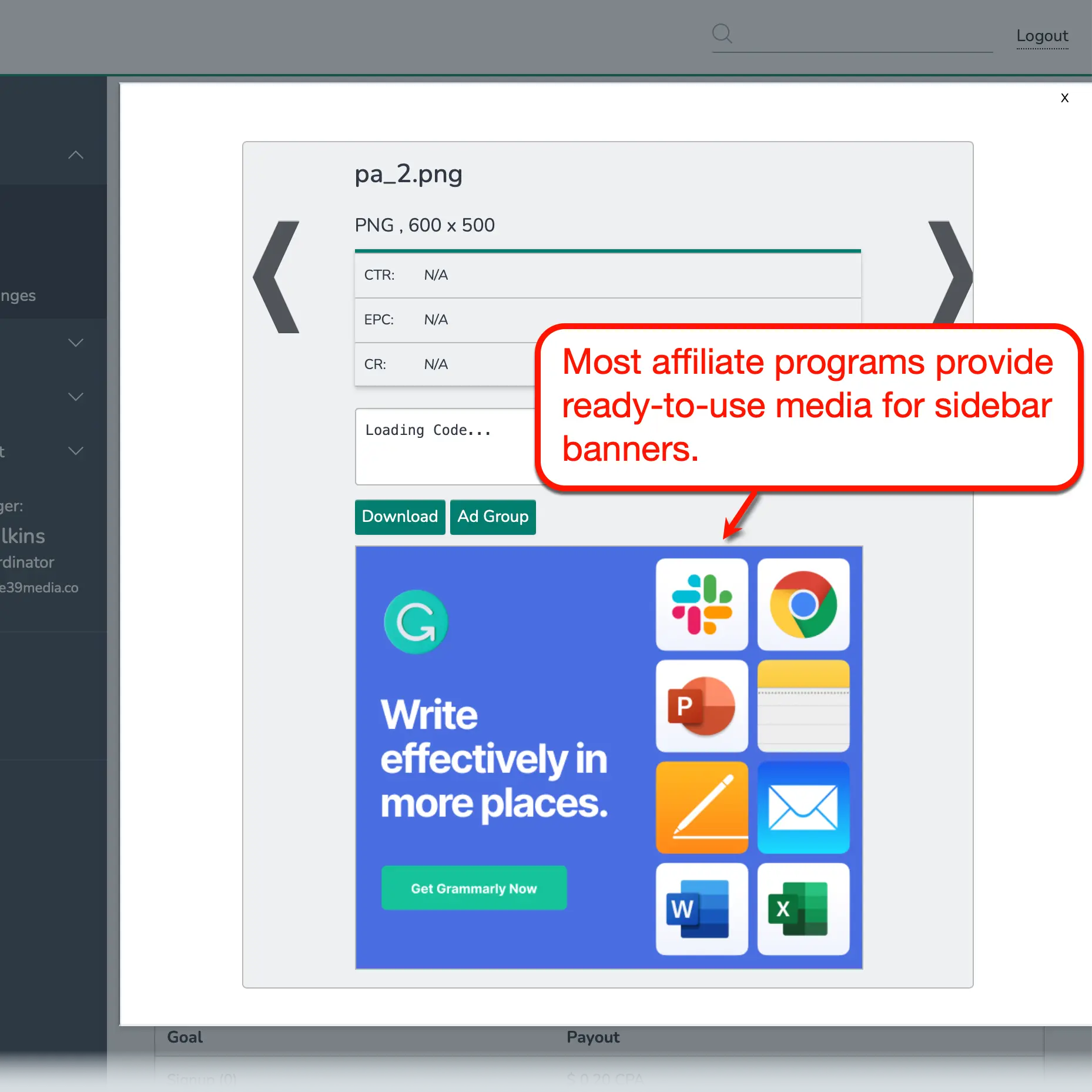Grammarly Sidebar Banner